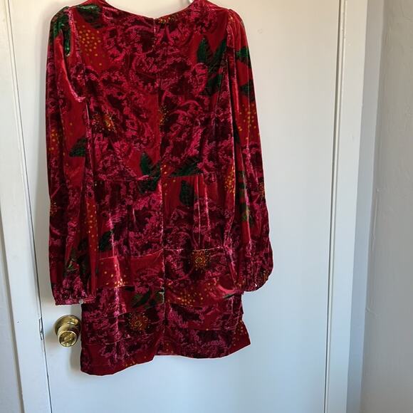 Farm Rio Red Shiny Flowers Mini Dress - Picture 8 of 9